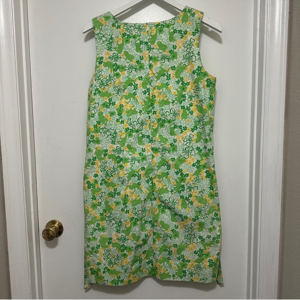 Lilly Pulitzer frog shift dress vintage white tag green yellow white cotton - Picture 6 of 8